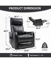 Streamdale Furniture Faux Leather Massage Swivel Recliner Chair