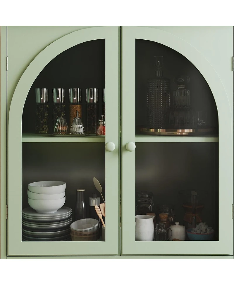 Streamdale Furniture Farmhouse Arched Glass Buffet Cabinet with Drawers