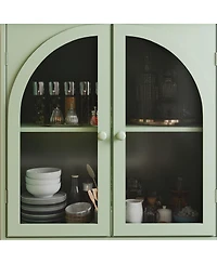 Streamdale Furniture Farmhouse Arched Glass Buffet Cabinet with Drawers