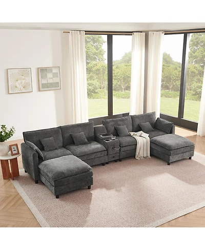 Streamdale Furniture Modular L-Shaped Sectional Sofa with Storage and Usb