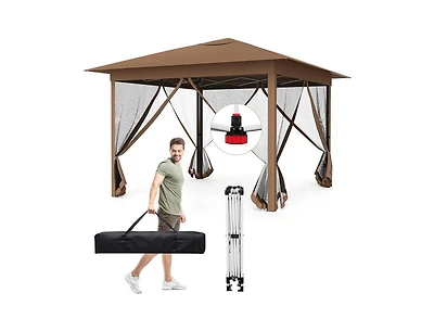 Boyel Living 11.5 x 11.5 Feet Pop-up Canopy Instant One-Person Setup With Mesh Screen Netting