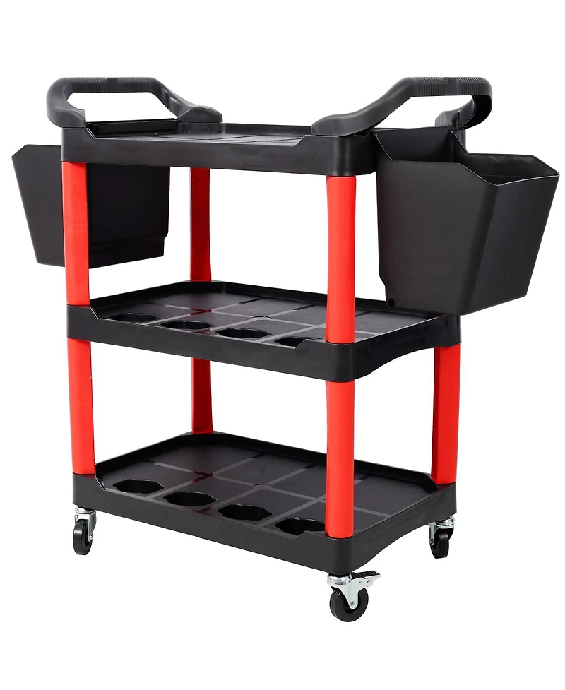 Streamdale Furniture 3 Tier Rolling Auto Detail Cart with 2 Buckets