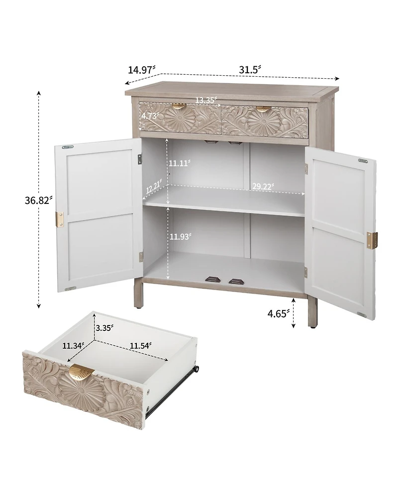 Streamdale Furniture Hand-Carved Wooden Storage Cabinet with Drawer and Doors