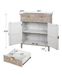 Streamdale Furniture Hand-Carved Wooden Storage Cabinet with Drawer and Doors