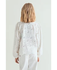 Scalpers Women's Perforated Floral-Print Blouse