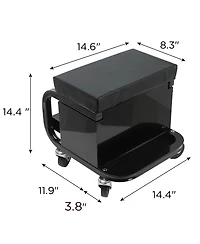 Streamdale Furniture Rolling Garage Creeper Seat with 3 Drawers
