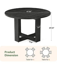 Tribesigns 47.24" Round Dining Table for 4-6 People, Solid Wood