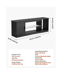 Slickblue Entertainment Center Tv Stand with Glass Shelf, Adjustable Shelves and Led Light Strip