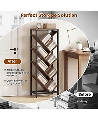 Sugift 9-Tier Tree-Shaped Bookcase with Metal Frame for Hardcover Books