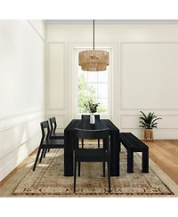 Plank+Beam 72 inch Modern Solid Wood Dining Table Set with Bench And 4 Chairs