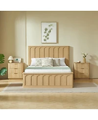 Streamdale Furniture Queen Hydraulic Storage Bed Frame, Wood Platform with Footboard Bench