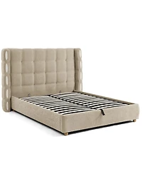 Streamdale Furniture Queen Size Removable Chenille Wingback Waffle Storage Bed