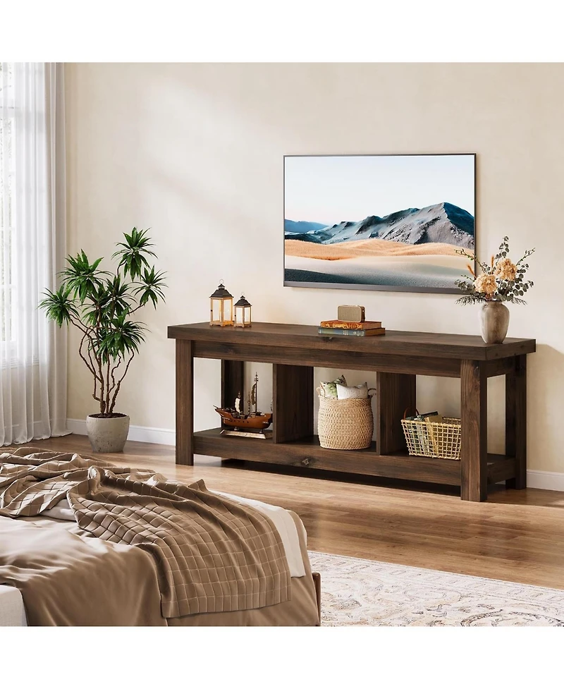 Tribesigns 63" Solid Wood Console Table with Storage