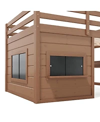 Streamdale Furniture Full Size Loft Bed with Slide, Chalkboard and Bookshelf