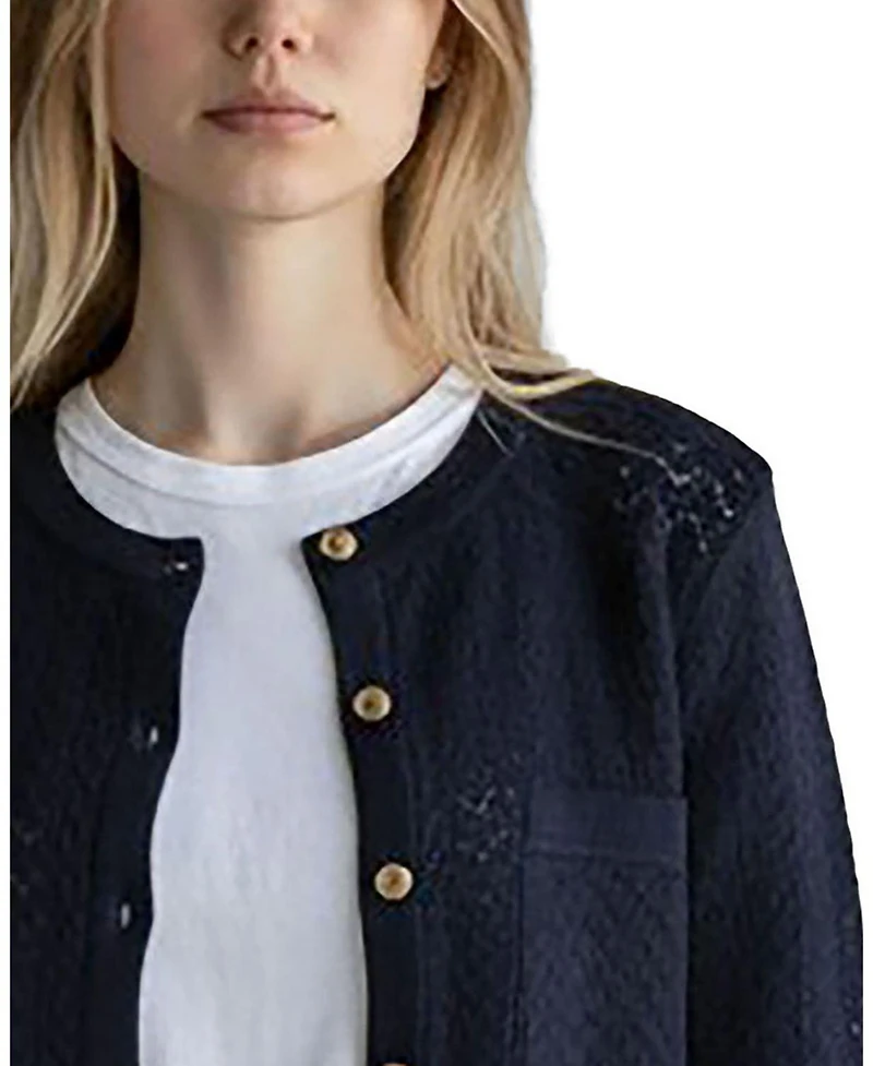 Hope & Henry Women's Organic Cotton Pointelle Cardigan
