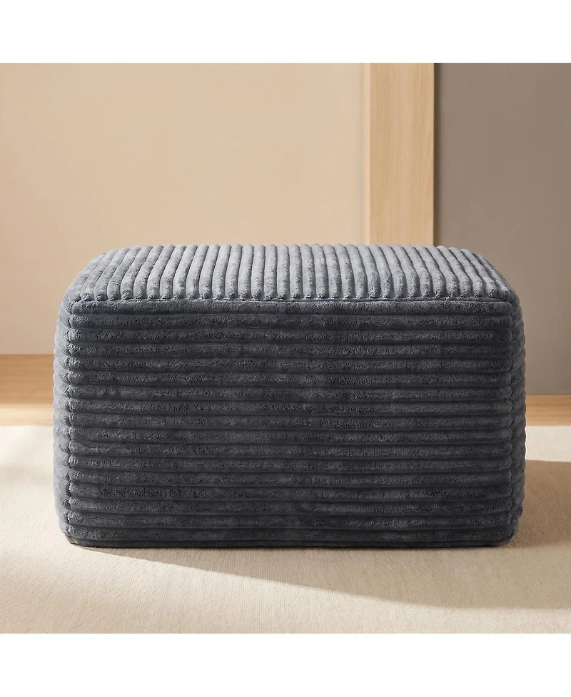 Streamdale Furniture 37.5" Corduroy Square Upholstered Ottoman Foot Stool