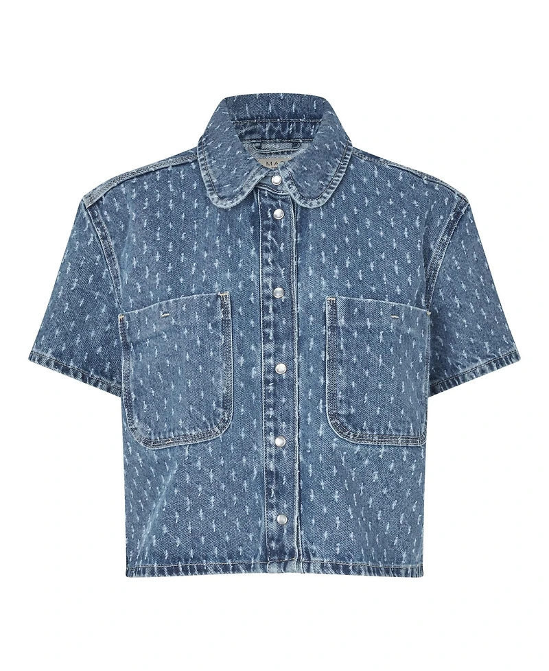 Masai Copenhagen Women's Cropped Collared Snap-Front Shacket
