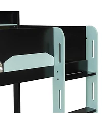 Streamdale Furniture Twin Wooden Gaming Loft Bed with Desk, Rgb Lights and Drawers