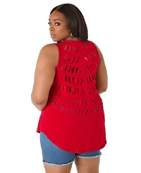 Ashley Stewart Plus Scoop Neck Laser Cutout Tank