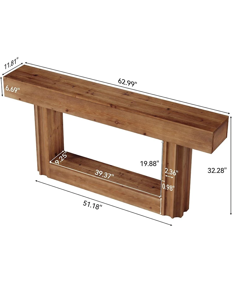 Tribesigns 63" Farmhouse Console Table with 2-Tier Storage