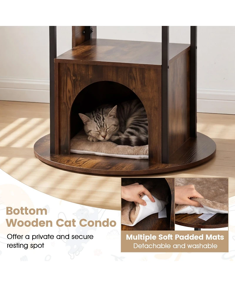 Gymax Modern Cat Tree Tower 72-Inch Tall Multi-Level Cat Condo with Top Perch Platforms