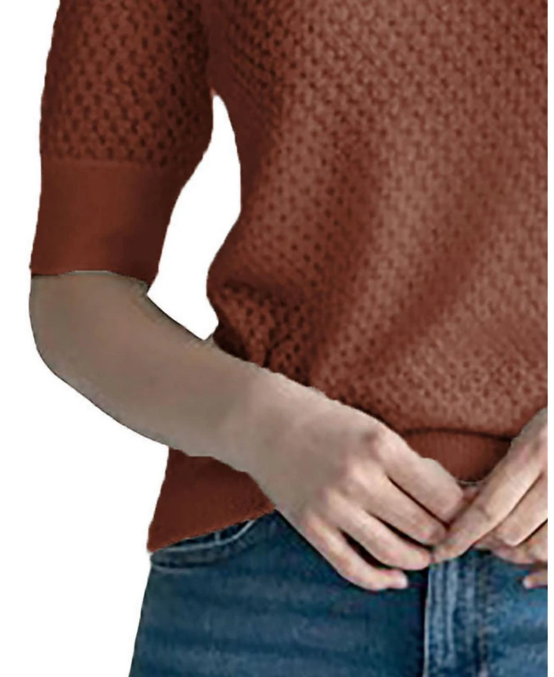 Hope & Henry Women's Organic Diamond Stitch Mock Neck Sweater