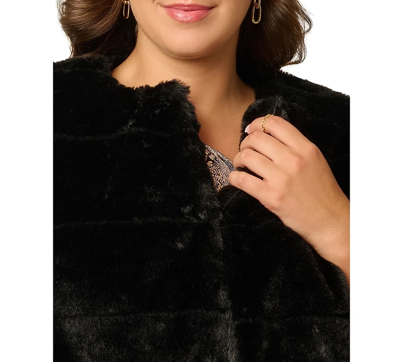 Adrianna Papell Plus Size Faux Fur Cover-up Cropped Jacket