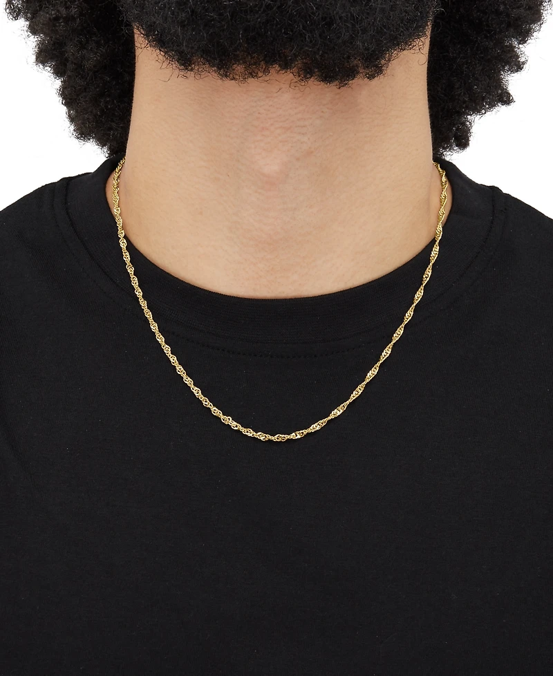 Italian Silver Solid Singapore Chain Necklace in 18k Gold-Plated Sterling Silver