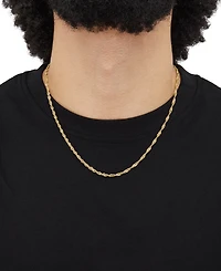 Italian Silver Solid Singapore Chain Necklace in 18k Gold-Plated Sterling Silver