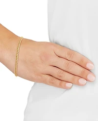 Italian Silver Solid Cuban Chain Bracelet in 18k Gold-Plated Sterling Silver