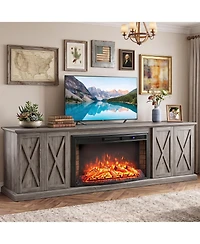 Gymax 36'' Curved Recessed Electric Fireplace Insert 750W/1500W Fireplace Heater Black