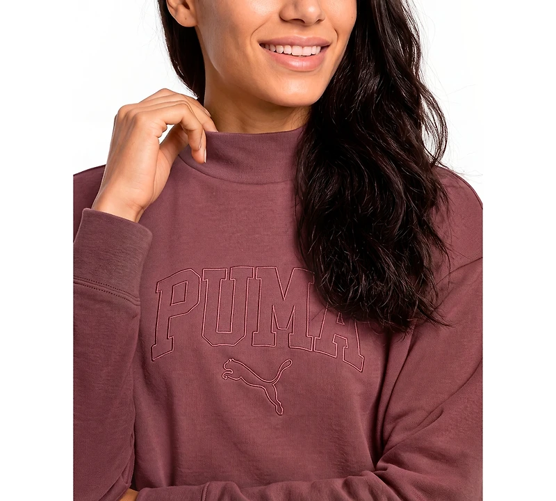 Puma Women's Ess Relaxed Mock Neck Crew Sweatshirt