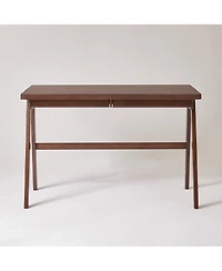 Streamdale Furniture Solid Wood Computer Desk, Retro Walnut Writing Table with Drawer, 47
