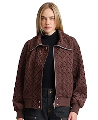 Avec Les Filles Women's Oversized Basketweave Faux Suede Bomber Coat