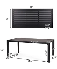 Streamdale Furniture Modern Aluminum Outdoor Slat Panel Dining Table