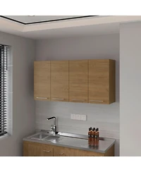 Fm Furniture Verona Wall-Mounted Kitchen Storage Cabinet with Integrated Dish Rack and Four Doors