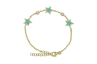 Lily Nily Enamel Stars and Cubic Zirconia Bezel Station Chain Link Bracelet in 14K