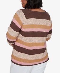 Hearts Of Palm Plus Marled Stripe Long-Sleeve Sweater