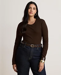 Lauren Ralph Cotton-Blend Long-Sleeve Top