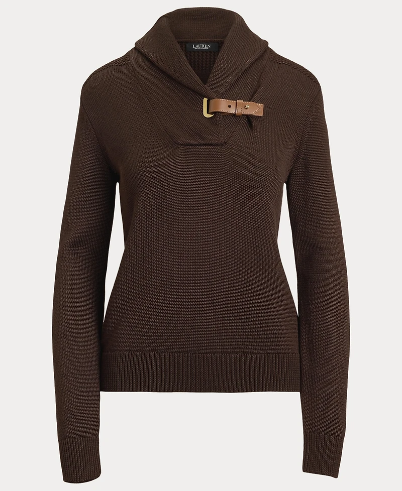 Lauren Ralph Women's Sabree Long Sleeve Buckle-Trim Sweater