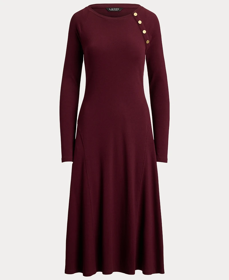 Lauren Ralph Women's Rib-Knit Midi Crewneck Dress