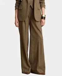 Lauren Ralph Lauren Womens High Rise Pleated Wide Leg Wool Pants