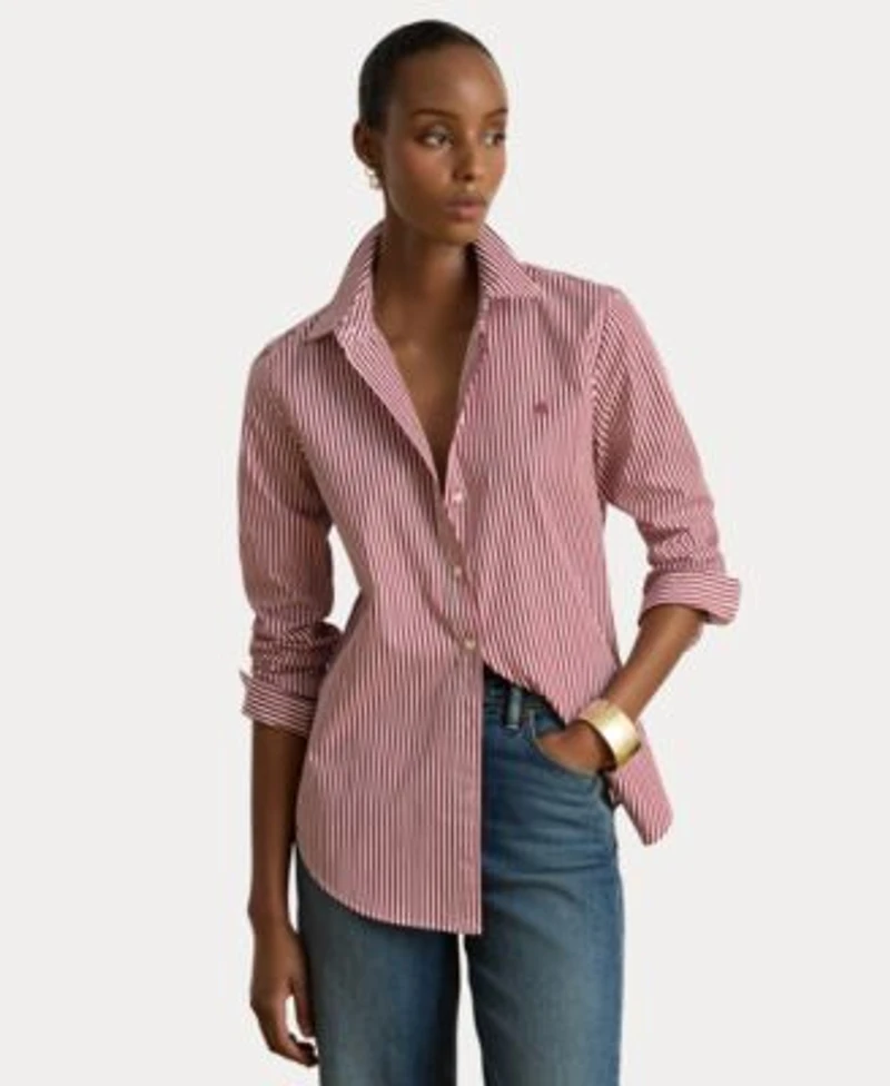 Lauren Ralph Lauren Womens Striped Long Sleeve Button Down Shirt