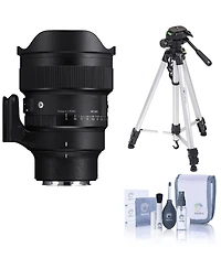 Sigma 14mm f/1.4 Dg Art Lens for Sony E, Bundle with 3-Section Aluminum Tripod with 3-Way Head and Cleaning Kit