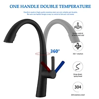Thirtypeachy Single Handle High-Arc Pull-Down Kitchen Faucet, Stainless Steel with Dual-Mode Sprayer and 360degree(s) Swivel