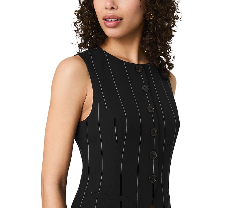 French Connection Women's Wide Pinstripe Suiting Sleeveless Peplum Top
