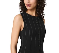 French Connection Women's Wide Pinstripe Suiting Sleeveless Peplum Top