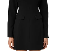 French Connection Women's Azra Long-Sleeve Jewel Neck A-Line Mini Dress