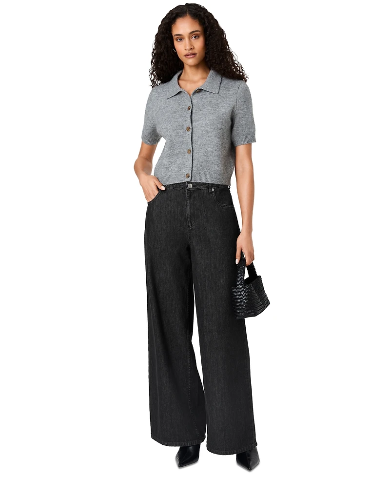 French Connection Women's Suzie Short-Sleeve Collared Button-Up Top