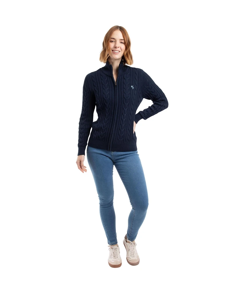 Weird Fish Women's Lunenne Full Zip Cable Knit Cardigan